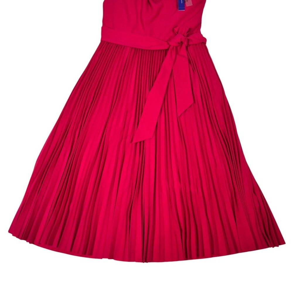 Elie Tahari Collection Womens Pink Fit & Flare Pleated Cowl Neck Dress Size 6 - Picture 3 of 16